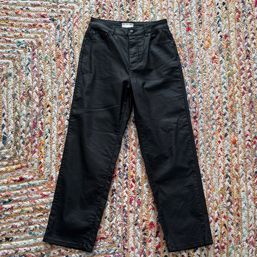 Free People Vegan Black Leather Trousers